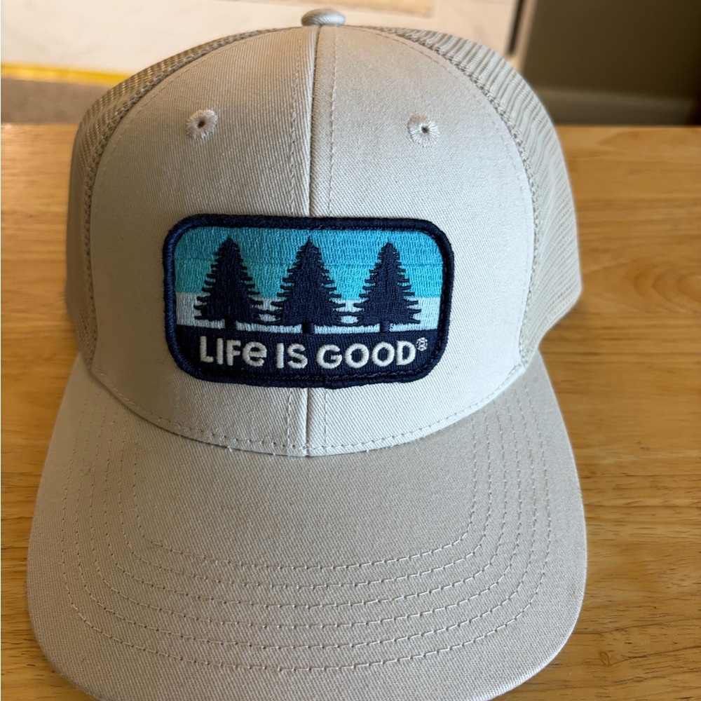Life Is Good Kids' Light Tan Cap with Blue Patch